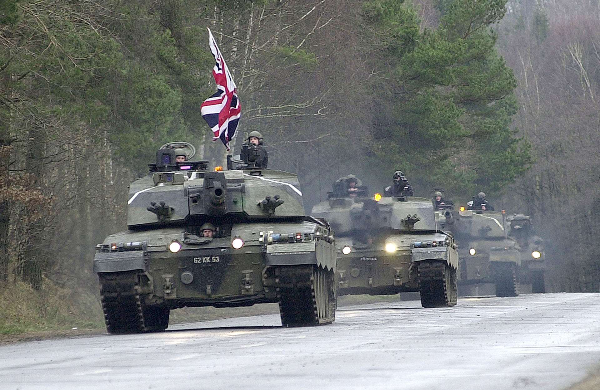 Challenger 2s driving in Germany.